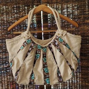 Unique Safari Satchel Canvas Peekaboo Pleat Floral